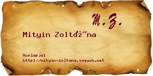 Mityin Zoltána névjegykártya